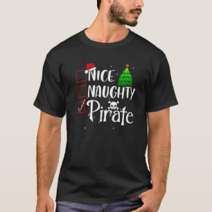 Nice Naughty Pirate Leg Amputee Christmas Matching T-Shirt