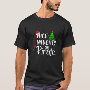 Nice Naughty Pirate Leg Amputee Christmas Matching T-Shirt