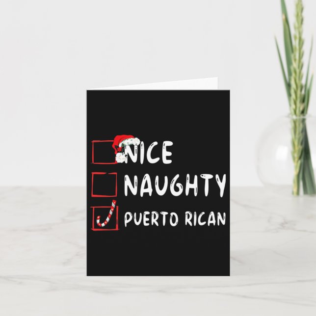 Nice Naughty Puerto Rican Christmas Puerto Rico  Card (Front)