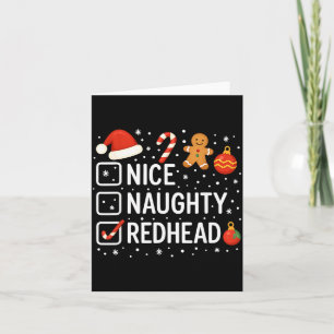 Nice Naughty Redhead Funny Christmas Quote  Card