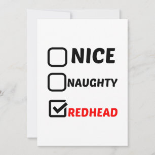 NICE NAUGHTY REDHEAD THANK YOU CARD