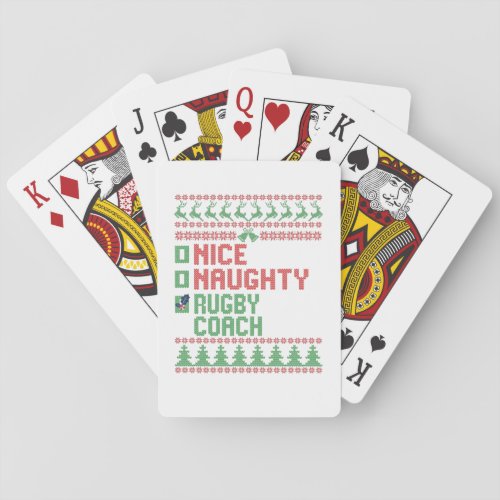 Nice Naughty Rugby Coach Funny Christmas Matching Poker Cards