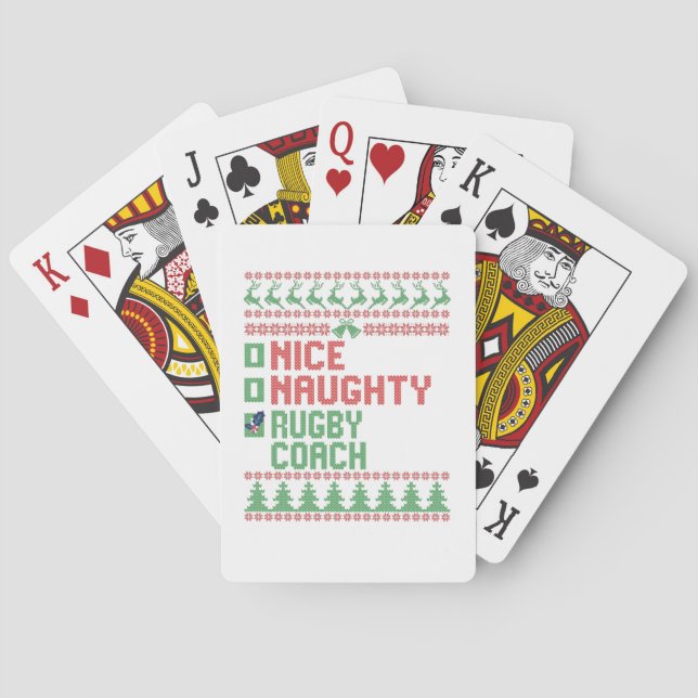 Nice Naughty Rugby Coach Funny Christmas Matching Poker Cards (Back)