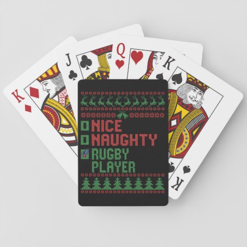 Nice Naughty Rugby Player Funny Christmas Gift Poker Cards