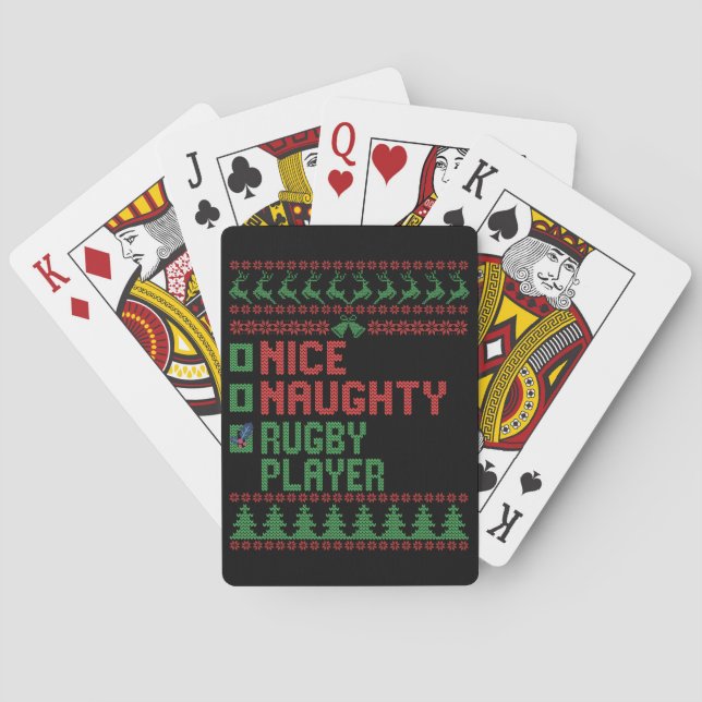 Nice Naughty Rugby Player Funny Christmas Gift Poker Cards (Back)