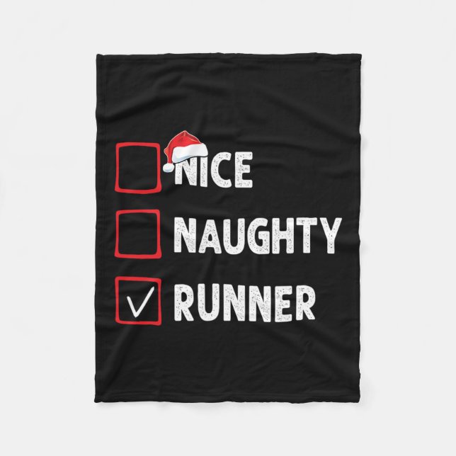 Nice Naughty Runner Running Womens Mens Funny Chri Fleece Blanket (Front)
