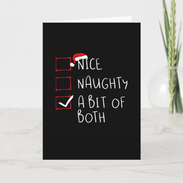 Nice Naughty Santa Hat Humor Vibe Card (Front)