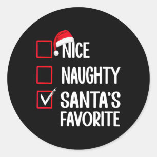Nice Naughty Santa's Favorite Christmas List Santa Classic Round Sticker