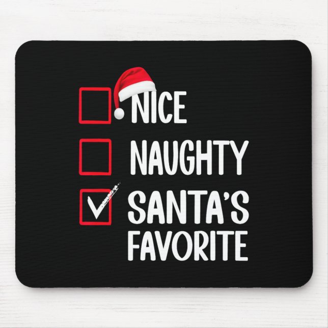 Nice Naughty Santa's Favorite Christmas List Santa Mouse Pad (Front)