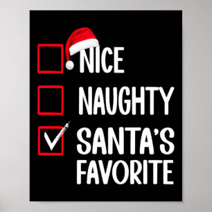 Nice Naughty Santa's Favorite Christmas List Santa Poster
