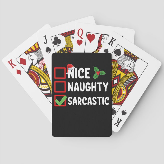 Nice Naughty Sarcastic Christmas List Sarcasm Poker Cards (Back)