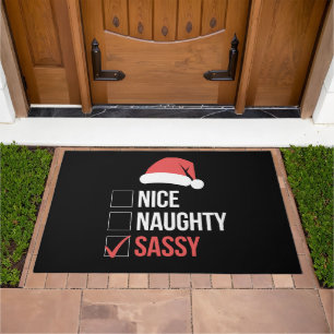Nice Naughty Sassy Christmas List  Doormat