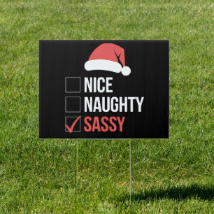 Nice Naughty Sassy Christmas List  Sign