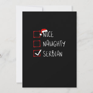 Nice Naughty Serbian Christmas Heritage Holiday Card