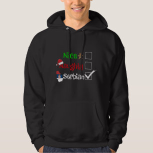 Nice Naughty Serbian Serb Matching Ugly Christmas Hoodie
