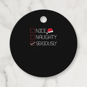 Nice Naughty Seriously Christmas Modern Style Favor Tags