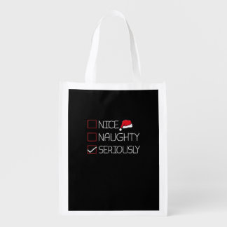 Nice Naughty Seriously Christmas Modern Style Grocery Bag