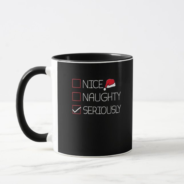 Nice Naughty Seriously Christmas Modern Style Mug (Left)