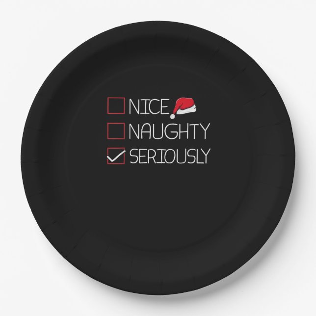Nice Naughty Seriously Christmas Modern Style  Paper Plates (Front)
