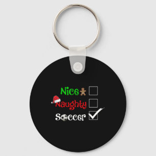 Nice Naughty Soccer Football Santa Christmas Pyjam Keychain