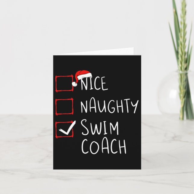 Nice Naughty Swim Coach Christmas List Xmas Santa  Card (Front)