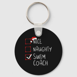 Nice Naughty Swim Coach Christmas List Xmas Santa Keychain