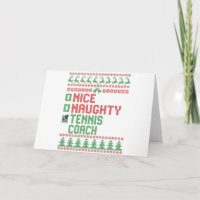 Nice Naughty Tennis Coach Christmas Matching Gift Card