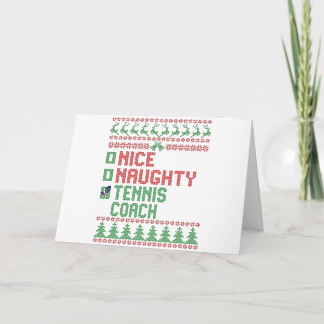 Nice Naughty Tennis Coach Christmas Matching Gift Card (Front)