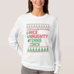 Nice Naughty Tennis Coach Christmas Matching Gift T-Shirt