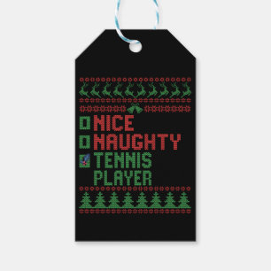 Nice Naughty Tennis Player Funny Christmas Gift Tags