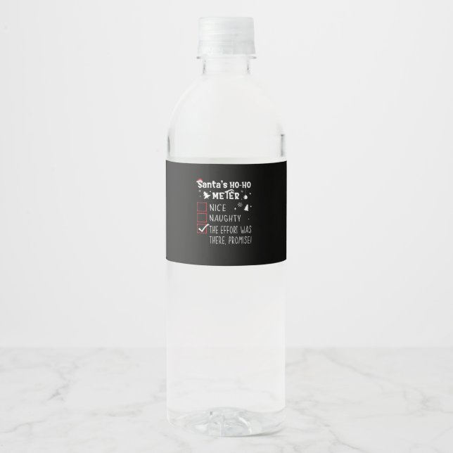 Nice Naughty The Was There Promise Christmas  Water Bottle Label (Front)