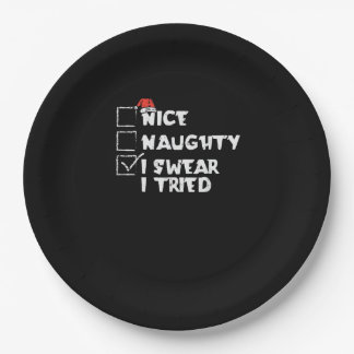Nice Naughty Tried My Best Holiday Humor  Paper Plates