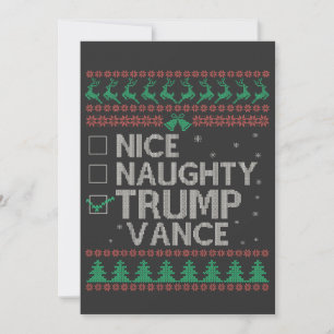 Nice Naughty Trump Vance Election Ugly Sweater Holiday Card
