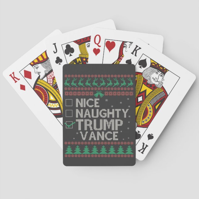 Nice Naughty Trump Vance Election Ugly Sweater  Poker Cards (Back)