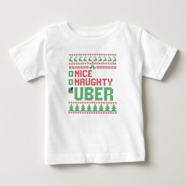Nice Naughty Uber Funny Christmas Matching Gift Baby T-Shirt (Front)