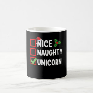 Nice Naughty Unicorn Christmas List Holiday Coffee Mug