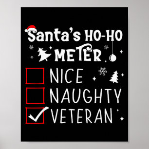 Nice Naughty Veteran Christmas List Santa Military Poster