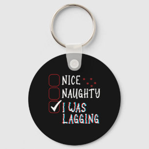 Nice Naughty Videos Games Gamer Fun Lag Christmas Keychain