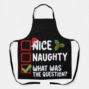 Nice Naughty What Was The Question Christmas List Apron