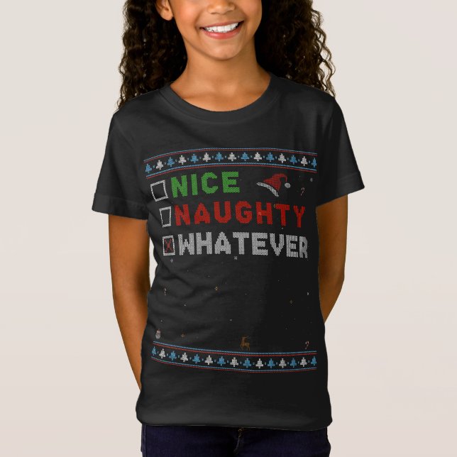 Nice Naughty Whatever - Christmas Santa Claus Vibe T-Shirt (Front)