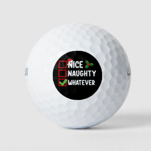 Nice Naughty Whatever Funny Christmas List Holiday Golf Balls