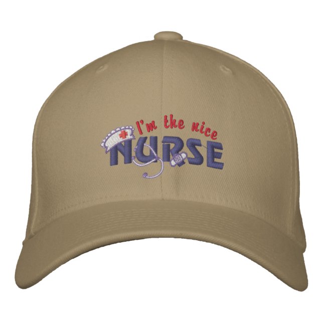 Nice Nurse Embroidered Baseball Hat (Front)
