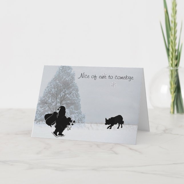 "Nice of ewe to comebye"~Border Collie Christmas Holiday Card (Front)
