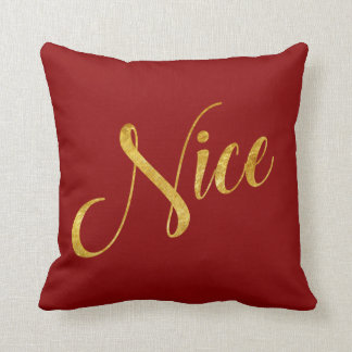 Nice or Naughty Two-Side Gold Holiday Christmas Throw Pillow