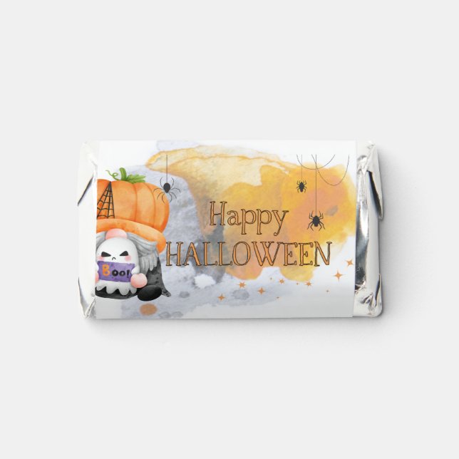 Nice orange gnome happy halloween trick or treat  hershey's miniatures (Front)