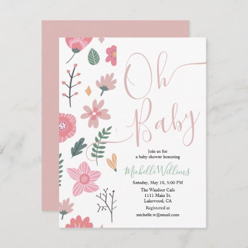 nice pastel typeface pink floral color invitation