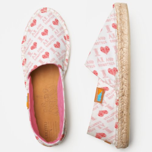 Nice Pattern I Love AI And Robotics in pink color Espadrilles