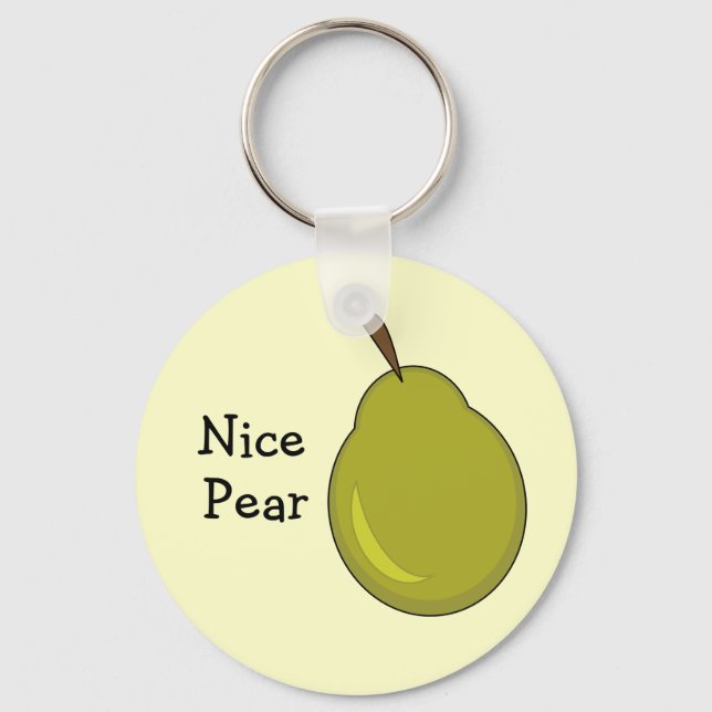 Nice Pear -- Fruity, Flirty Design Keychain (Front)