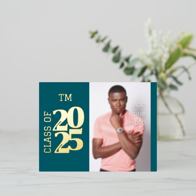 Nice Photo Graduation Foil Invitation Postcard (Standing Front)