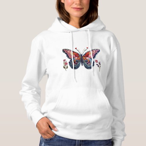 nice picture of a multi_colored butterfly  hoodie